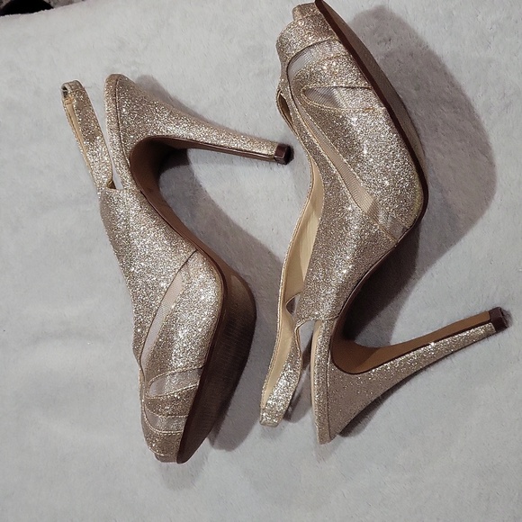 Lulu Townsend Elegant Glitter Slingback Heels - Picture 6 of 11